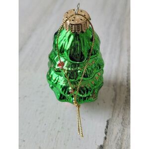Green pine Christmas tree blown glass ornament Xmas decor